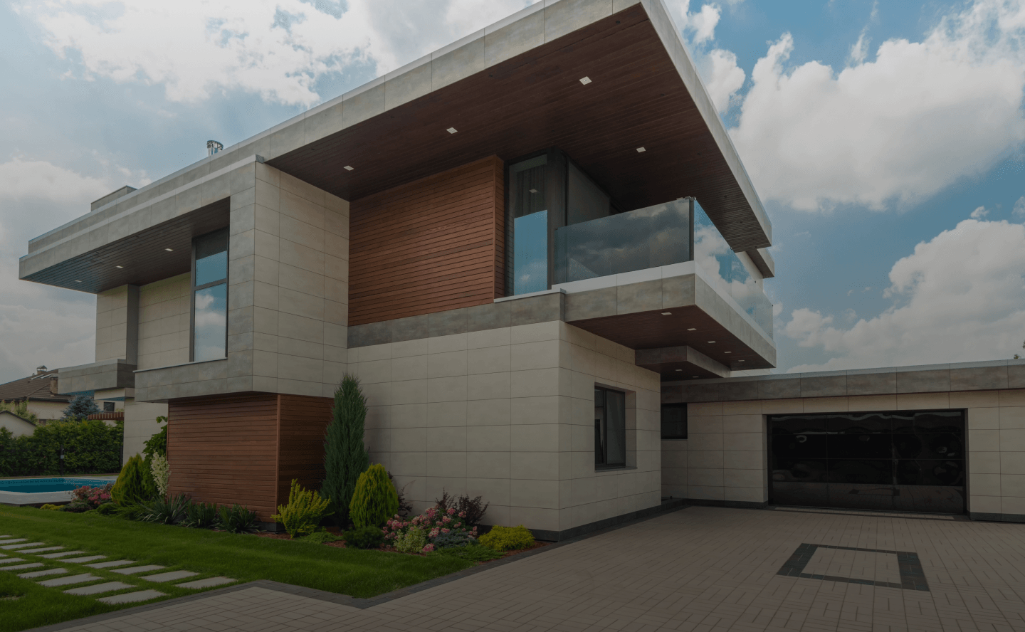 Modern luxury home at twilight